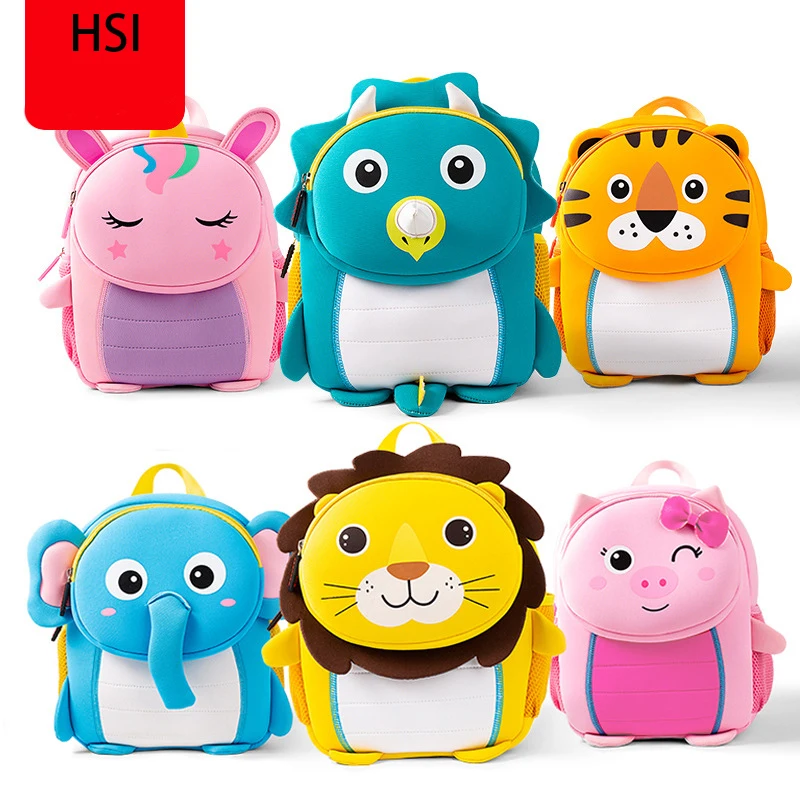 Cartoon animal pattern 3D casual preschool backpack Kids travel backpackmochila escolar infantil comfortable school bag