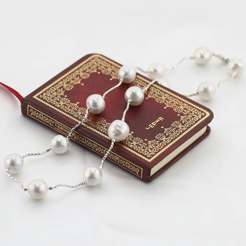 925 sterling silver wholesale baroque edison shape fresh water freshwater natural pearl jewelry necklace