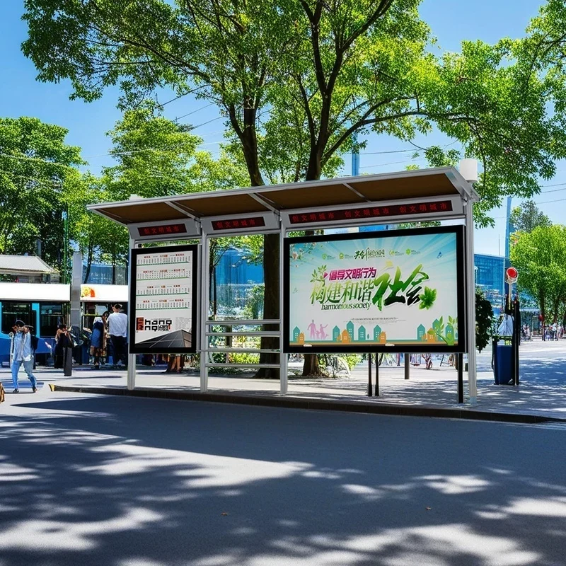 Steel rail guard for bus station bus station shelter led sign bus station ac Use waiting rest stops on city streets