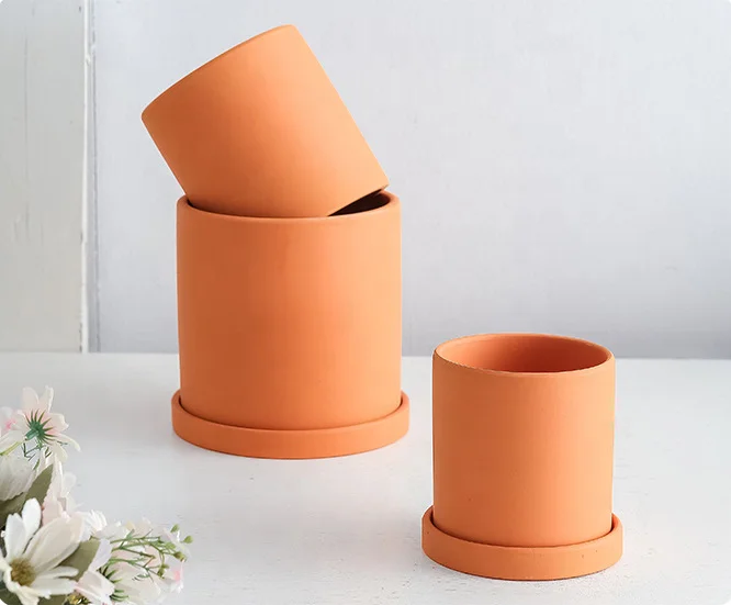Hot Sale Terracotta Mini Succulent Pot with Tray Ceramic Planter Cactus Flower Garden Outdoor Usage Floor Condition Wholesale