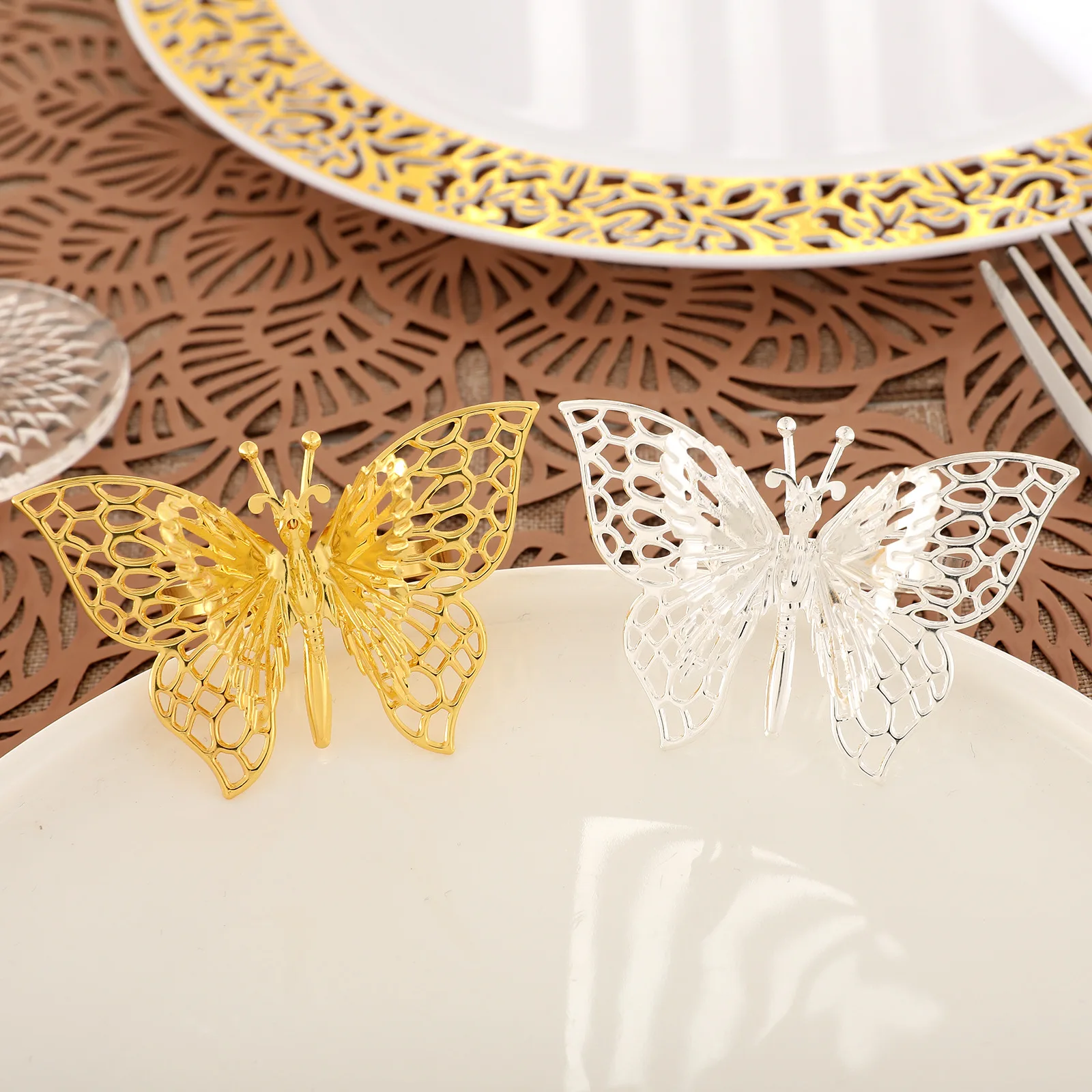 Butterfly Napkin Rings Holder for Dinners Tables Everyday Wedding Party Decor Baby Bridal Shower Banquet Supply DIY Chairs