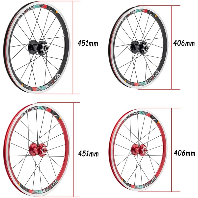 BUCKLOS 20inch Bicycle Wheelset 451 406 BMX Folding Bike Wheels Ultralight Quick Release Bike Wheel fit Disc Brake Cycling Parts
