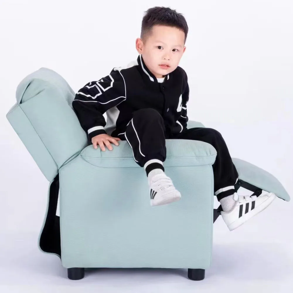 Modern Reclining Home Cinema Electric Small Kids Children Recliner Sofa LIVE Room Imported Leather Carton Box Massage Wood 8001