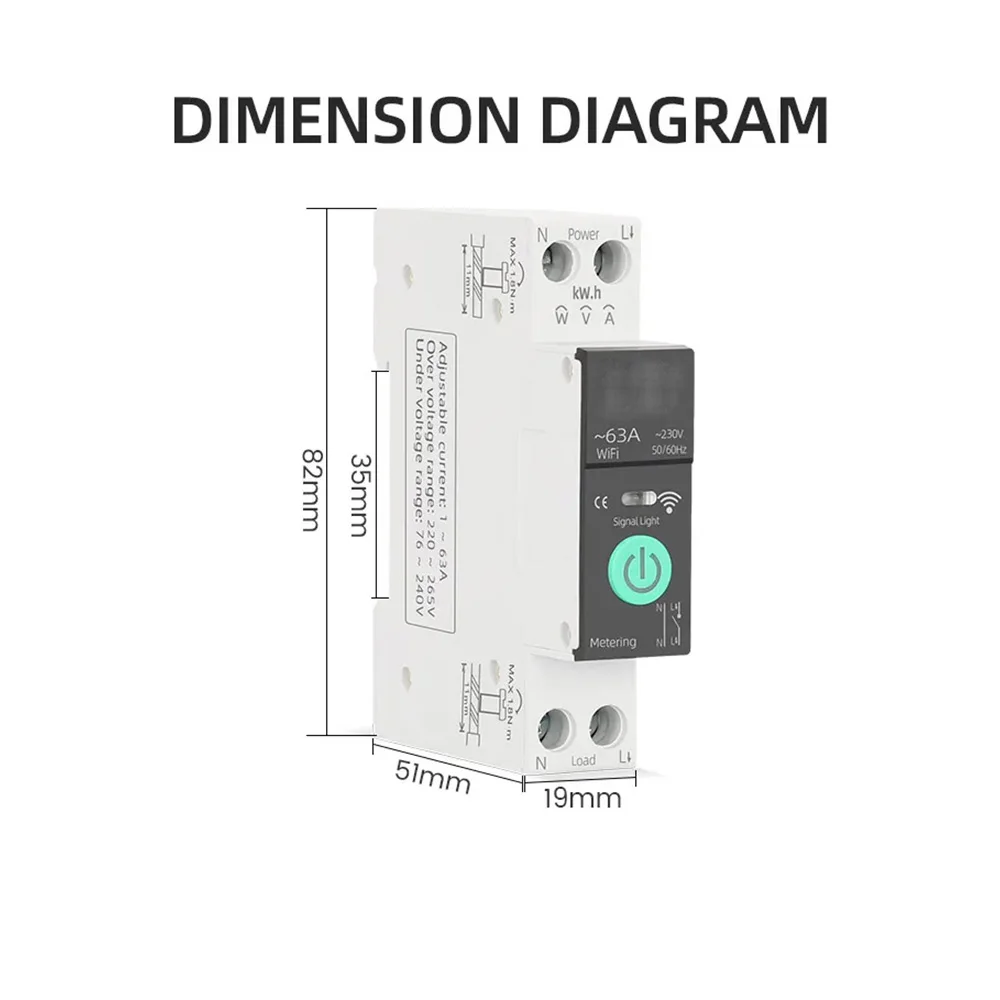 Saikiot Tuya Smart WIFI Circuit Breaker 1-63A Over Current Voltage Protection Power Metering Wireless Remote Control Switch