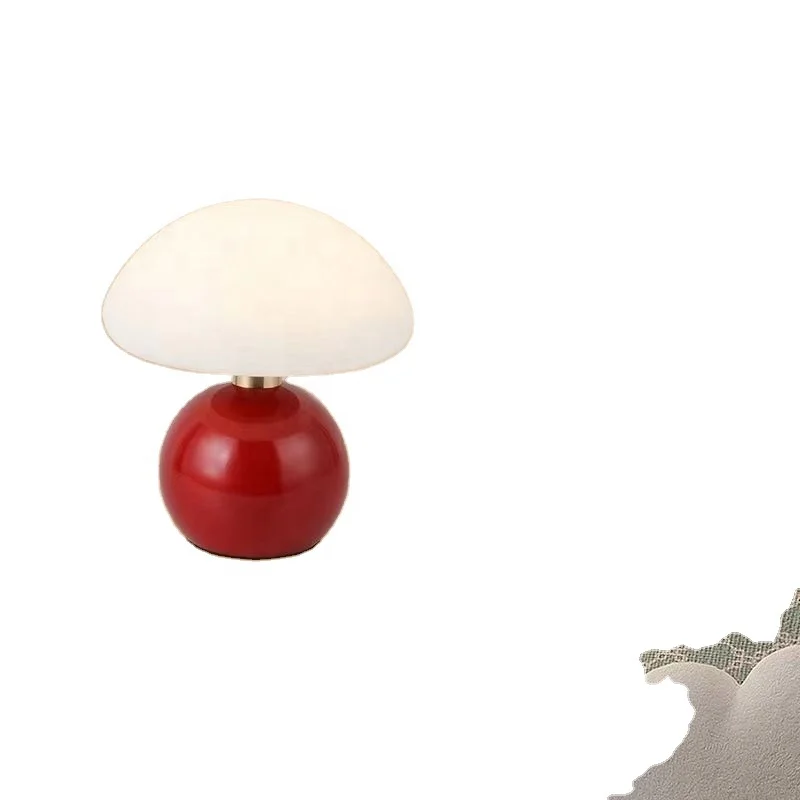 Shingel Crystal Ceramic Luxury Mushroom Led Night Light Rechargeable Table Lamps Cordless Desk Lights
