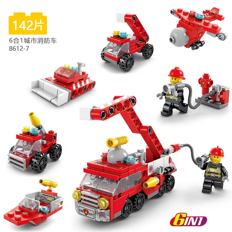 Mini City Street View Girls Castle Shop Engineering Truck Car 6 in 1 Kids Building Blocks Sets Bricks Toys for Promotion Gifts