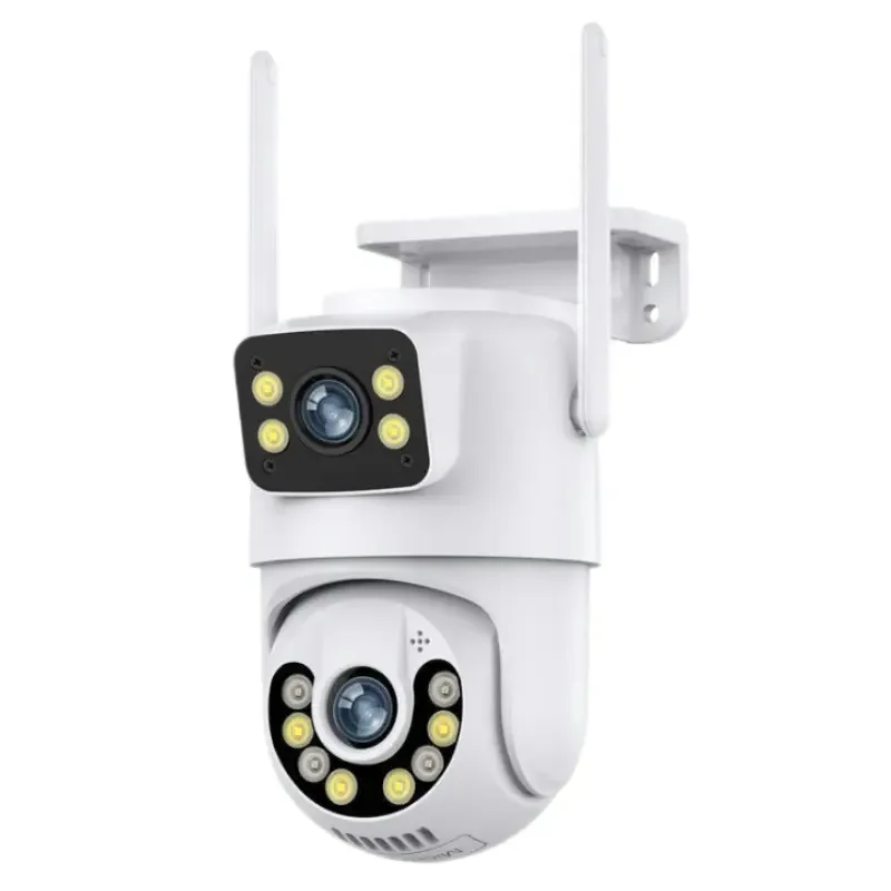 4G iCSee 6MP IP PTZ Dome Camera Wireless Outdoor Dual Screen Cloud Human Detection Auto Tracking Smart Alarm Work With Alexa