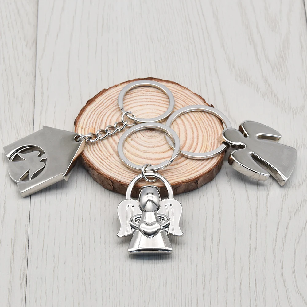 Custom made metal keyring personalized 3d customized key chain keychain with logo as angel
