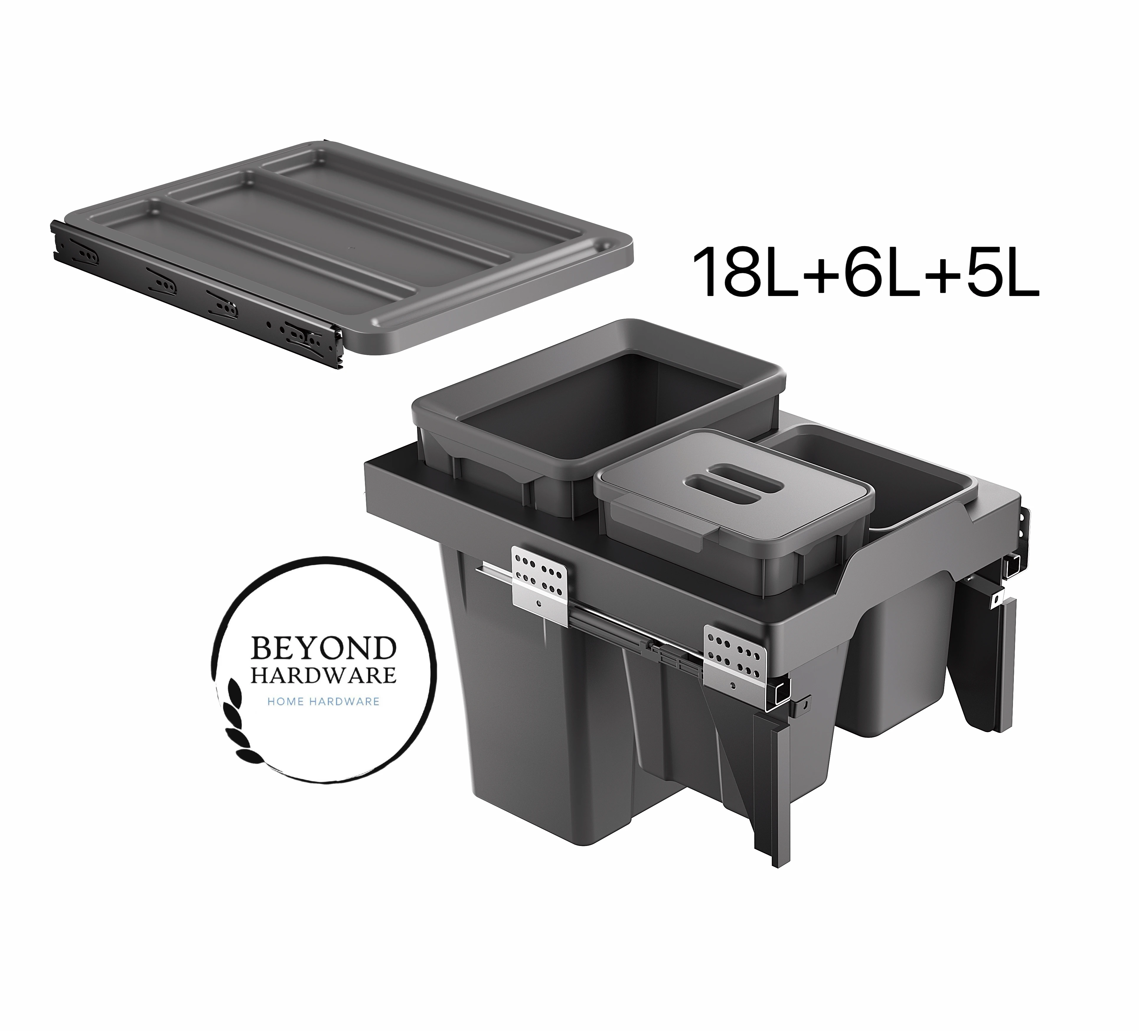 Beyond New Design 18+5+6L Dustbin Soft Closing Kitchen Cabinet Classification Organizer with Built-in Sliding Waste Bin