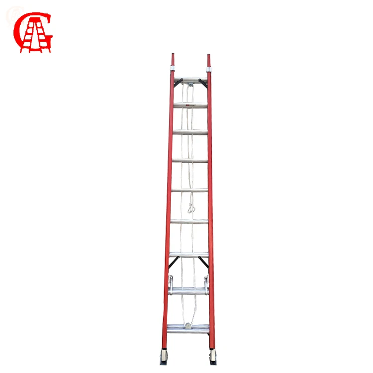 High quality  safety lightweight 24 Step 28 ft 5m 9 m slide track fiberglass extension ladder