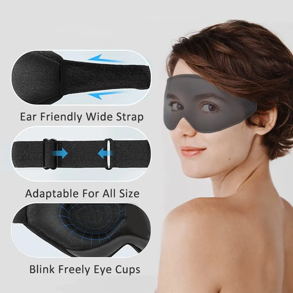 100% Blackout Sleeping Mask for Men Women, Soft and Comfortable Sleeping Mask for Blocking Light Eye Mask for Sleeping