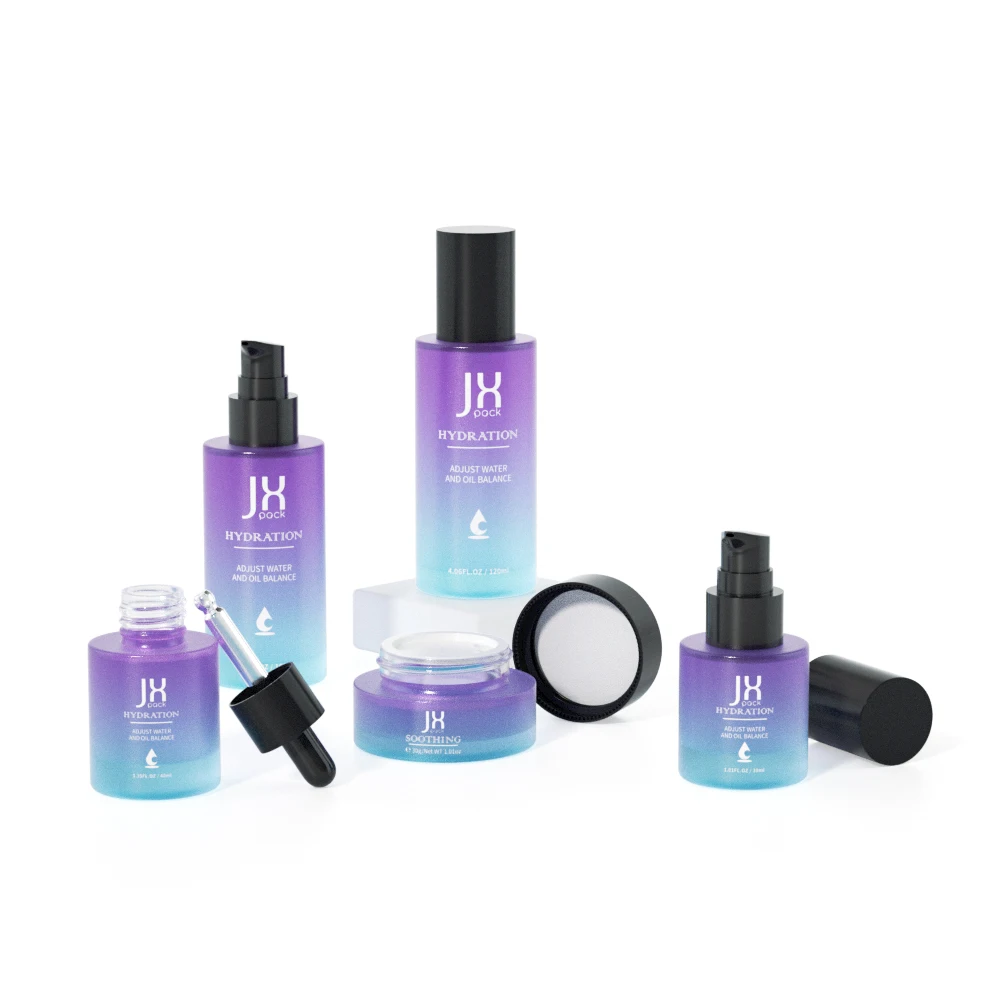 wholesale 30 40 50 60 100 120 150 ml skincare packaging empty luxury cosmetic glass lotion pump bottle and cream jar