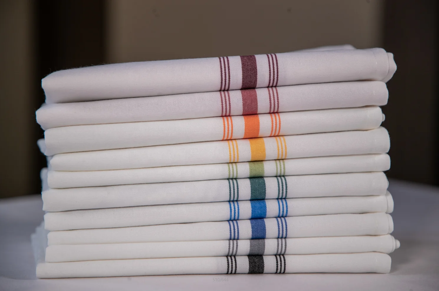 100% MJS Spun Polyester Reverse Bistro Dinner Napkins With 7 Stripes for Table 12Sx12S