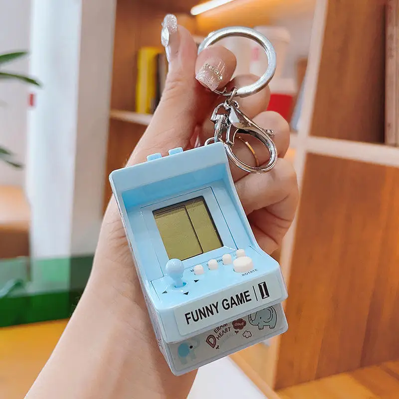 Handheld Keychain Arcade Game Console Mini Video Gaming Player Puzzle Kids Toys Game Console Key Chains