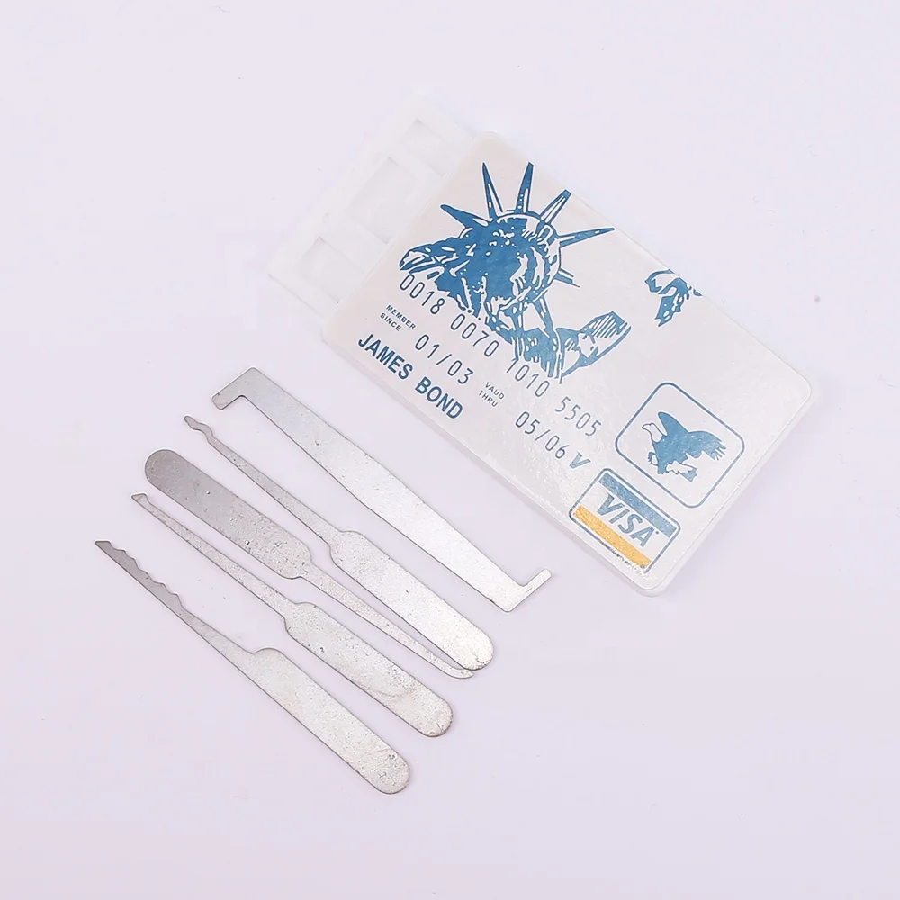 New Locksmith JAMES BOND stainless Credit Card Lock Pick Set Portable Practice Tool Kit