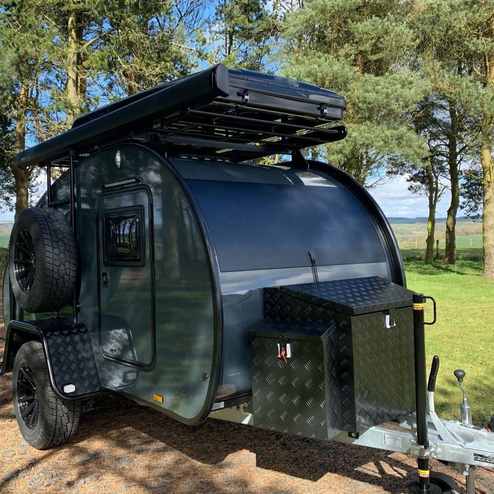 EcoCampor расширяемый внедорожный прицеп для кемпинга с каплями и всплывающей крышей