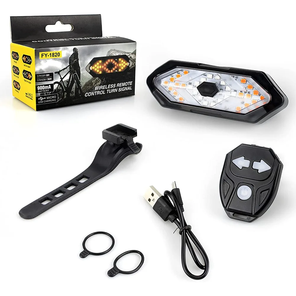 Wireless Remote Control LED Bike Light 5 Modes USB Bicycle Tail Lights with Turn Signal Indicator for Electric Scooter Taillight