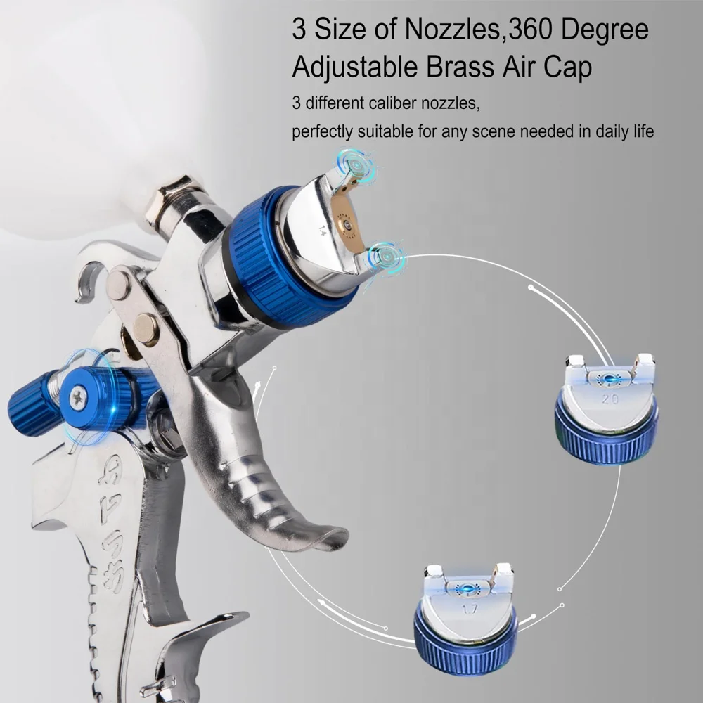 2008 HVLP professional car spray gun automotive refinishing pneumatic paint spray gun replaceable nozzle spray gun