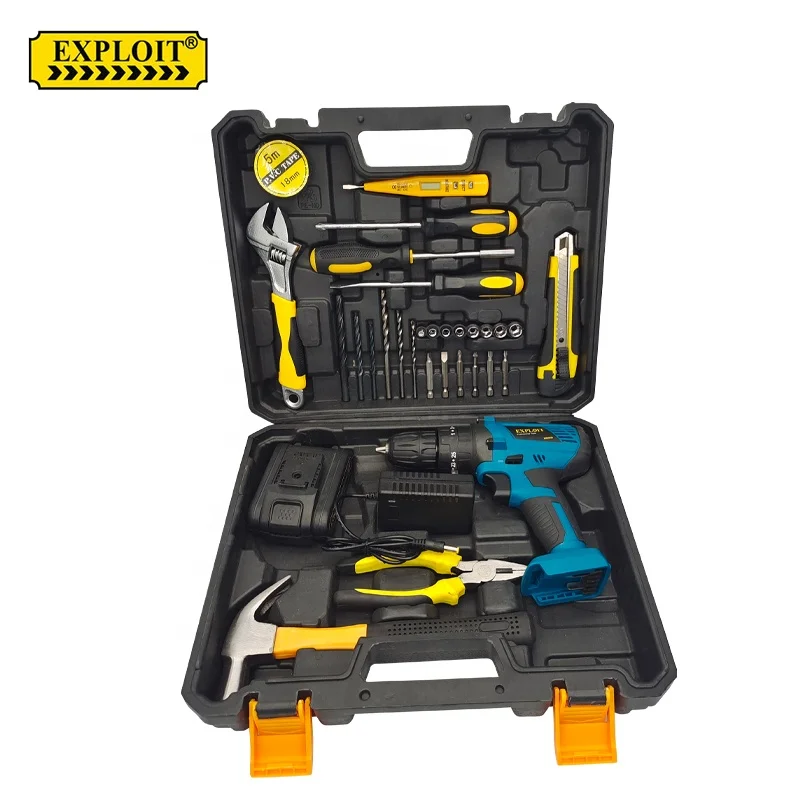 Combination tools 21v lithium battery power kits box portable electrical household repair tool box set