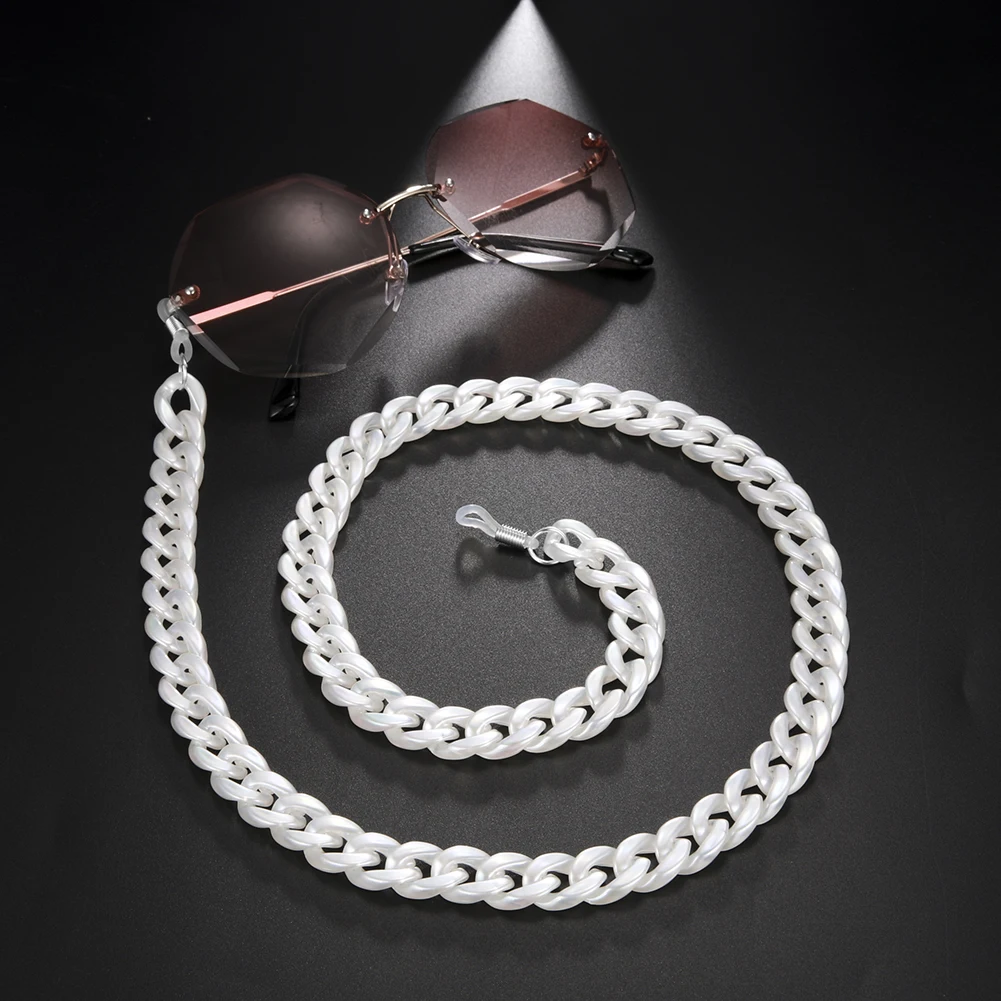 Pearl-White Acrylic Sunglasses Chain Women Lanyard Glasses Chain Straps Anti-slip Eyeglasses Accessories Neck Holder