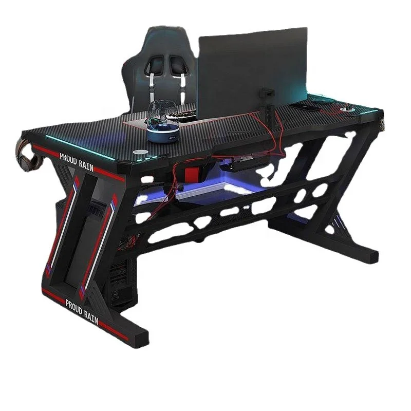 2024 YOUTAI New Fashion Wholesale Gaming Tables Desktop with RGB LED Light and Gaming Chairs Set