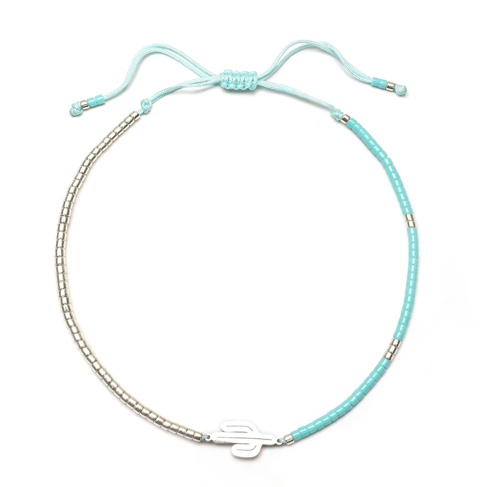 Cute Lucky Plant Cactus Charm Bracelet Women New Fashion MIYUKI Seed Beads String Handmade Jewelry Gift