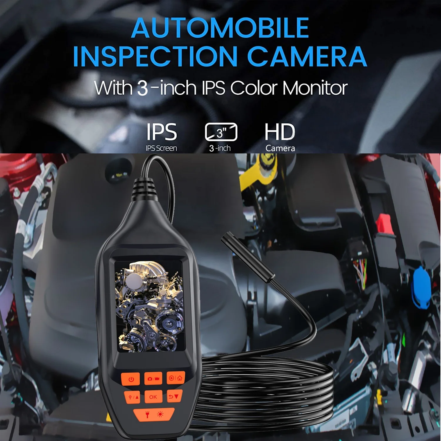 Professional Dual Lens Endoscope Camera 8mm HD1080P Portable IP67 Waterproof Inspection Borescope Camera For Car Repair