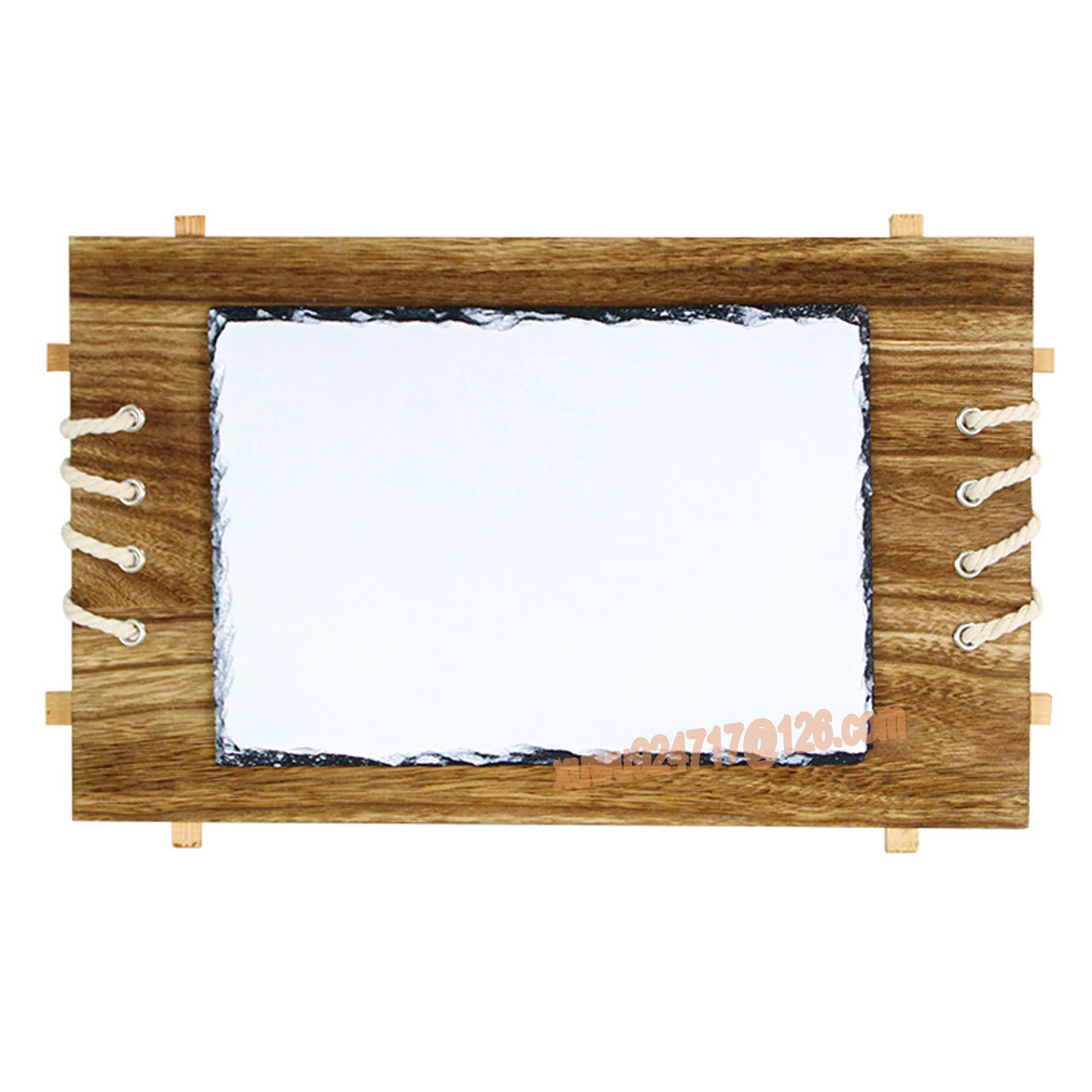 Customized Blank Sublimation Hot Transfer Wood Base Rock Picture Photo Frame Slate Glossy Stone Shining Photo Frame 12x17cm