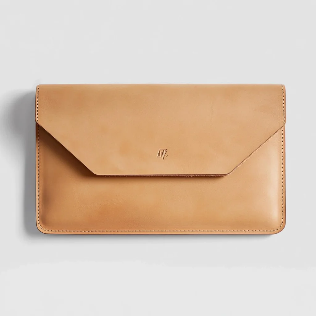 Custom Size Vegetable Tanned Cow Leather Flap Laptop Tablet Sleeve Protective Case Document Holder Pouch Clutch