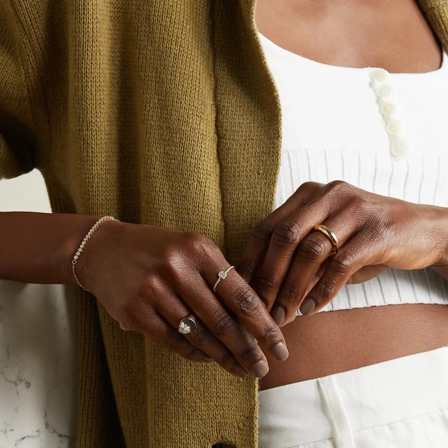 925 Sterling Silver Gold Personalized Classic Marquise Opal Signett Ring Women