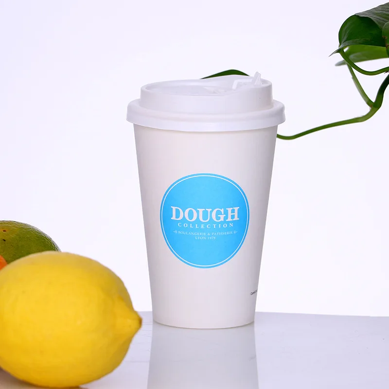 Customized Print Logo Compostable Coffee Cups 8oz 12oz 14oz 16oz 22oz Paper Glass for Hot Drink