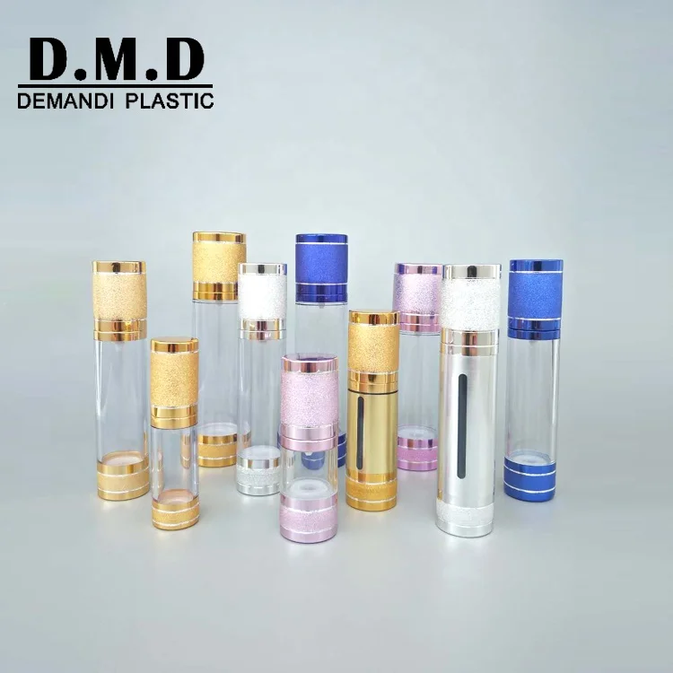 Custom logo 15 ml 30ml 1 oz 50 ml 80ml 100 ml 120 ml 4 oz empty airless pump bottle with silver cap