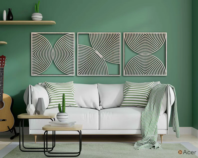 202407Wall Art  Boho Home Gift  Large Wood Wall Art with Midcentury Modern Style Mid Century Modern Wood Wall Art