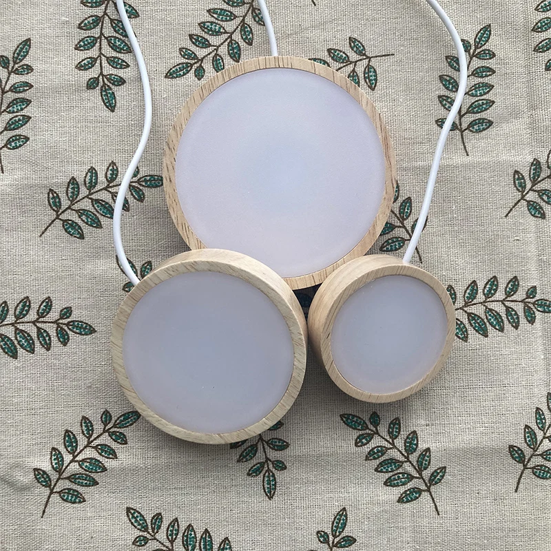 Wholesale USB Switch LED Oval Wooden Night Light Base for laser illuminating plexiglass acrylic led light stand