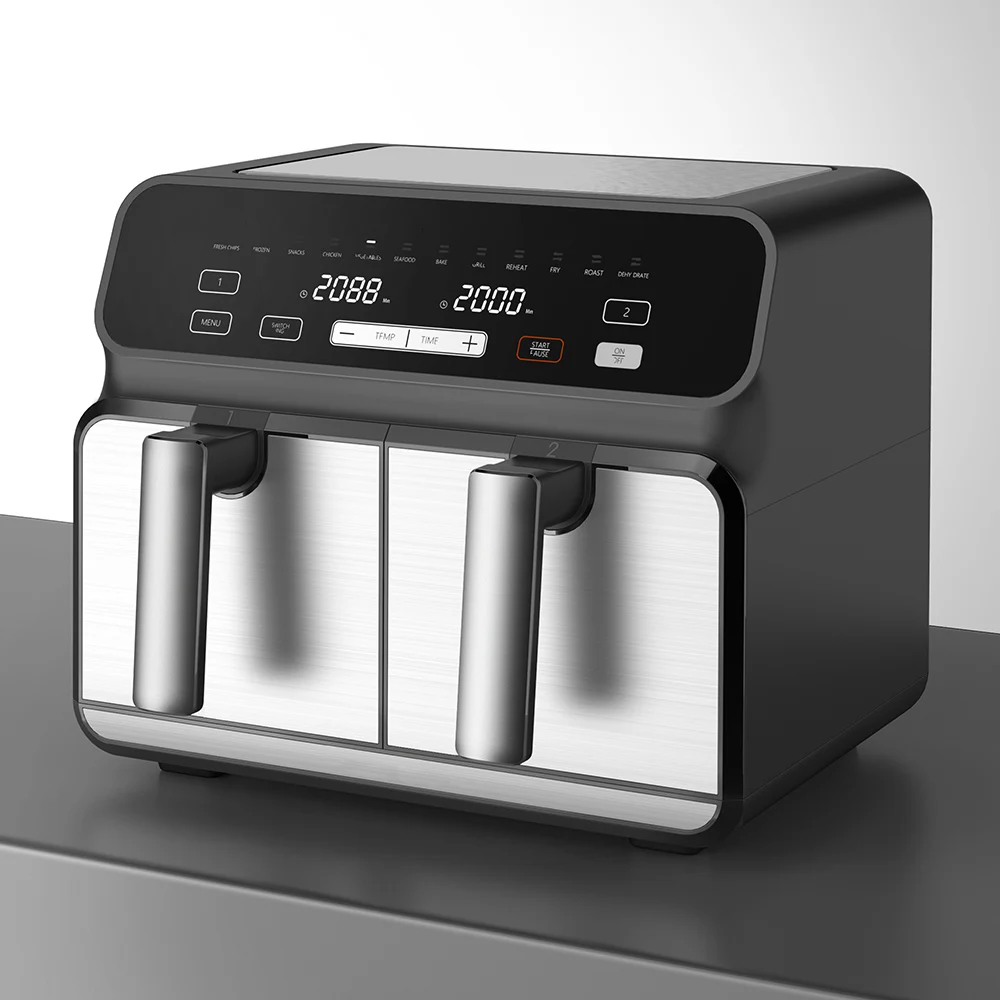 Цифровая аэрофритюрница оптовая продажа фритюрница с двойной корзиной 8 л Электрический сенсорный экран коммерческие смарт-фритюрницы без масла двойные воздушные