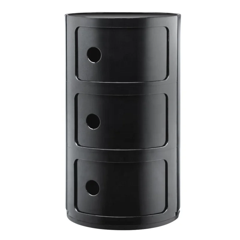 Morezhome high quality plastic round bedside table storage cabinets with three elements