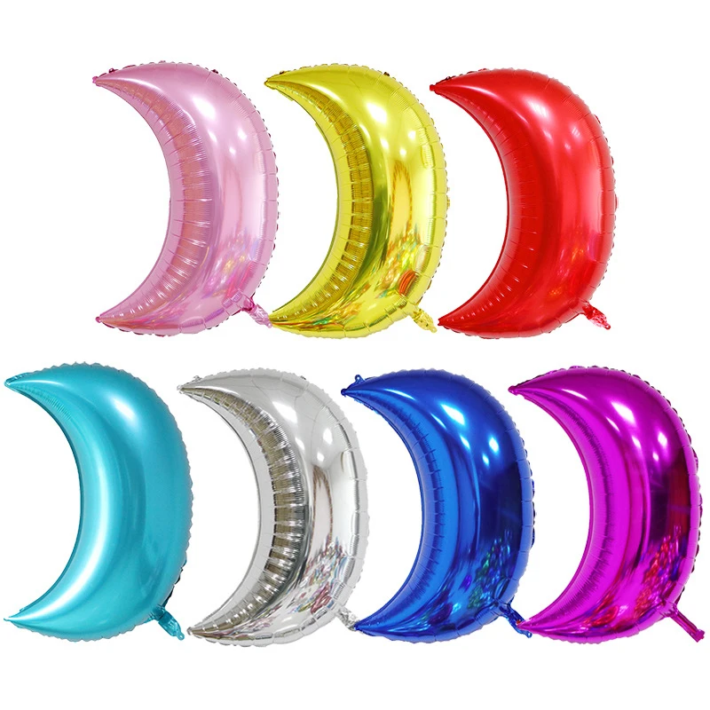 Moon And Star Foil Balloon Sky Planet Balloons Islamic Decorations For Home Multi Color Crescent Moon Foil Balloons