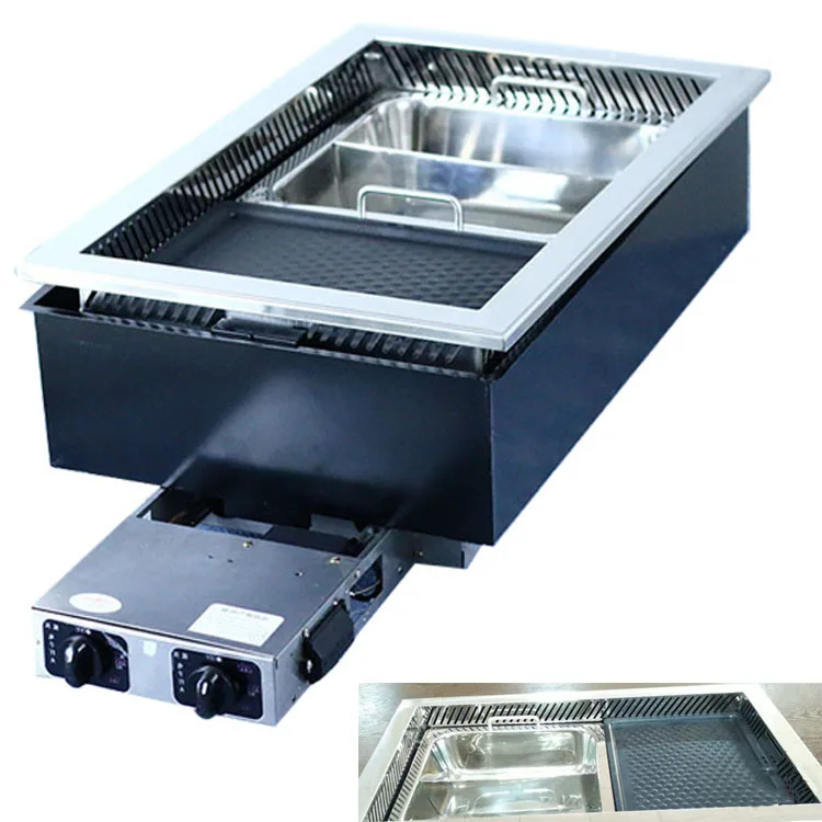 Hot sale restaurant tables with grill hot pot table for lunch