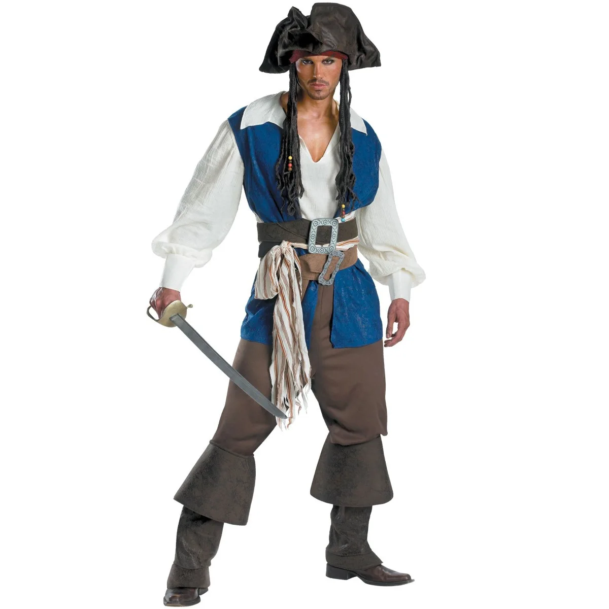 Captain Pirate Costumes for Women Men Adult Halloween Captain Jack Sparrow Costume Pirates of the Caribbean Cosplay Clothes Set