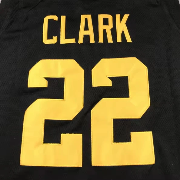 Customize black white yellow Women Basketball jersey #22 Caitlin Clark Jersey