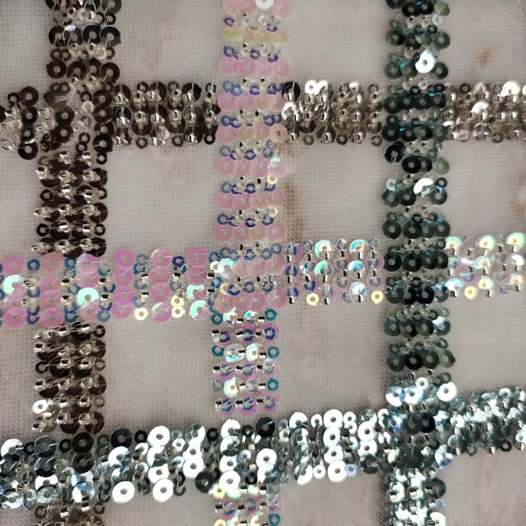Rongbao MZ2# Border Lace with Beads for Sparkling Evening Dress Embroidery Fabric Tulle Turkey Sequins Lace Fabric