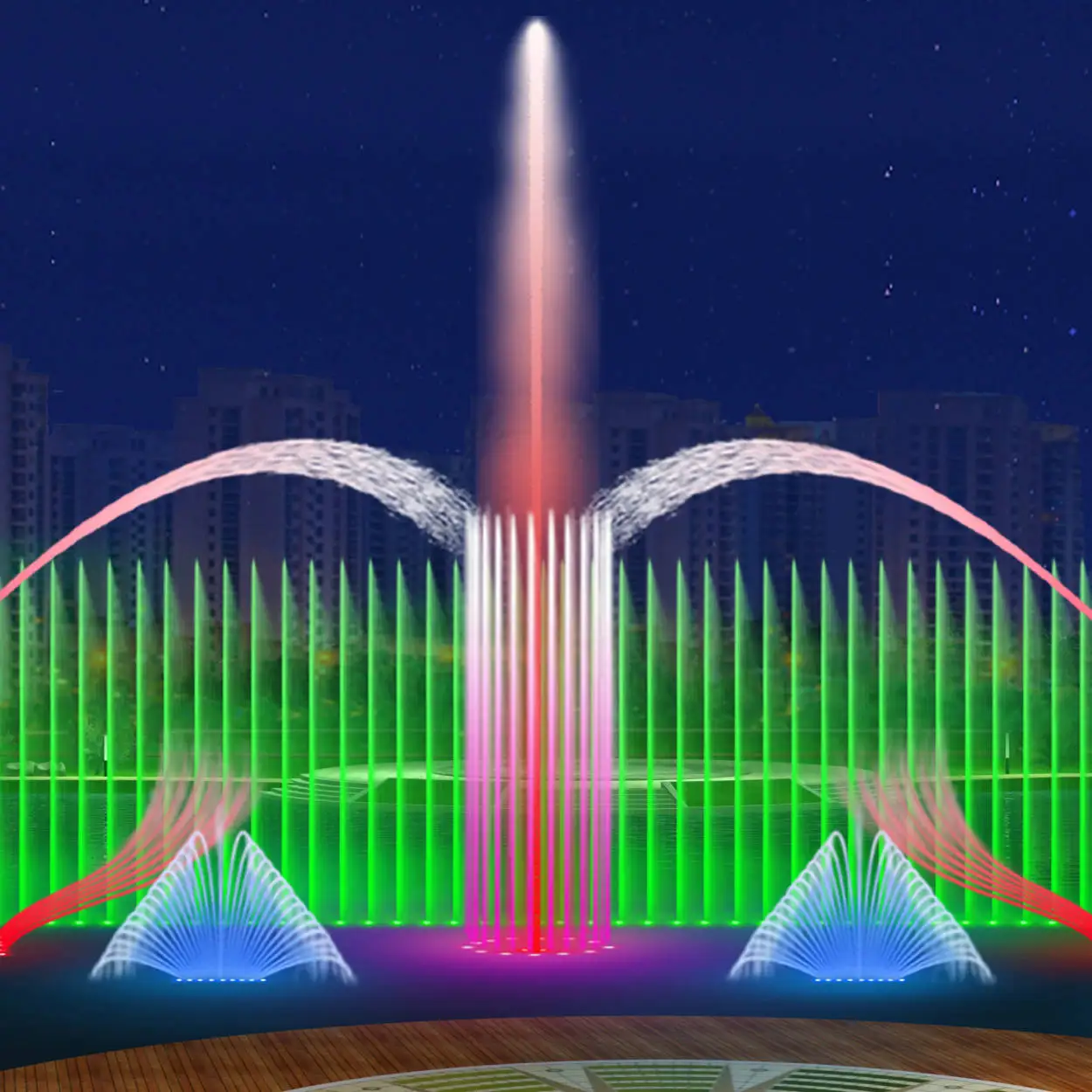 4 Shot Remote Control Wholesale Waterfall Outdoor Frame Water With Lights and Diffus Portable Fountain