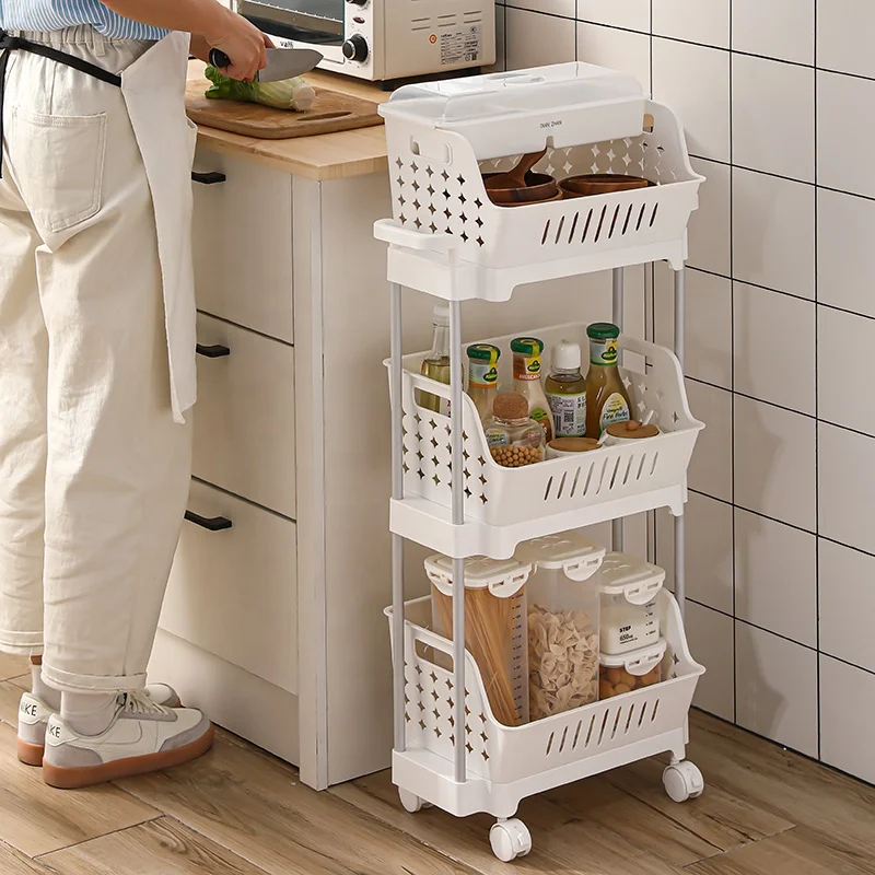 Белая пластиковая подставка полка стеллаж для хранения кухонная корзина