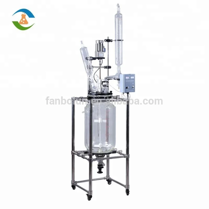 Упакованная кровать перемешивание стеклянный реактор 50л