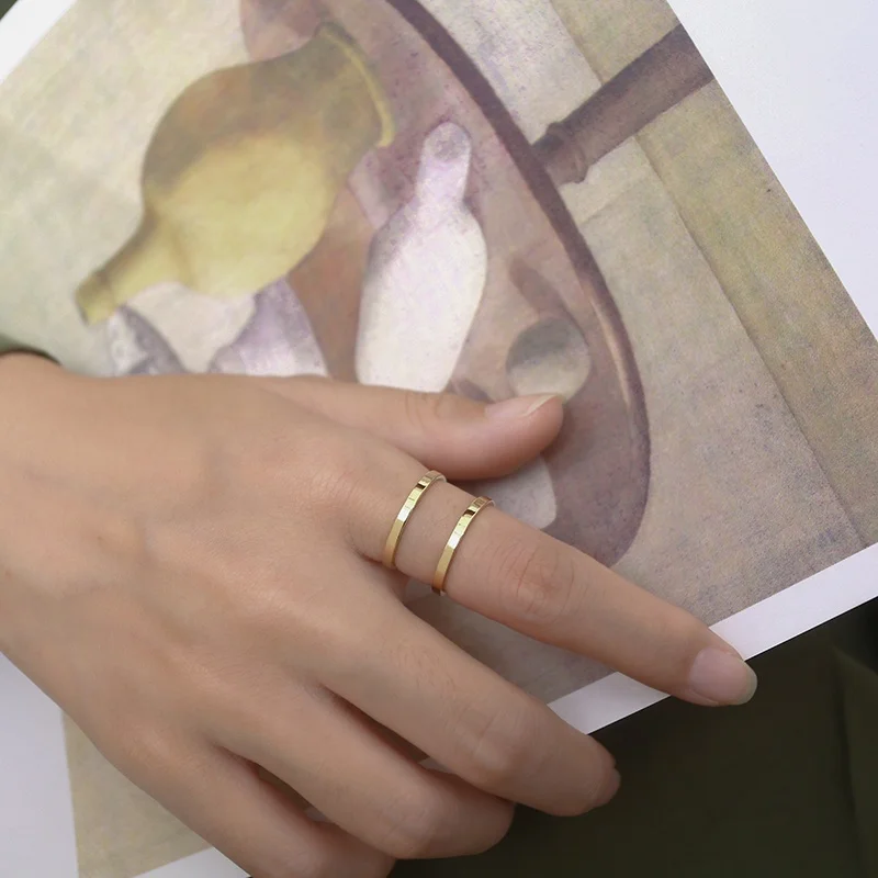 
New Trend Stainless Steel Adjustable Open Size Gold Plated Double Layer Open Ring 