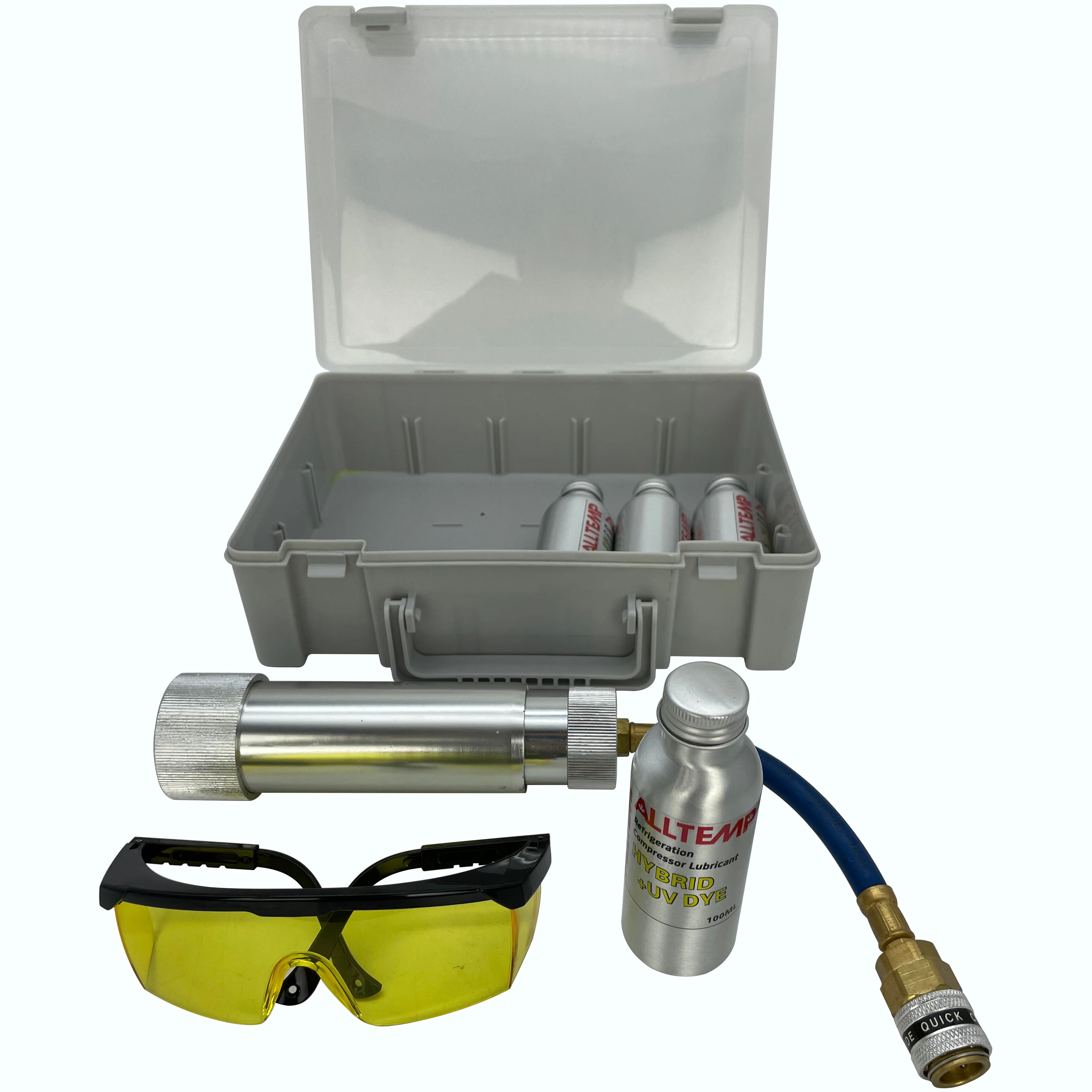 UVD ALLTEMP UV Fluorescent Agent Kit Auto Car and Home Air Conditioning Leak Detection Kit with UV Fluorescent Agent
