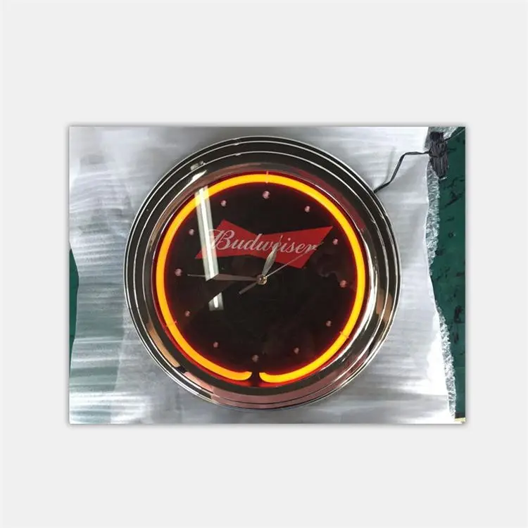 wholesale china factory price 15inch chromed popular design neon wall clock