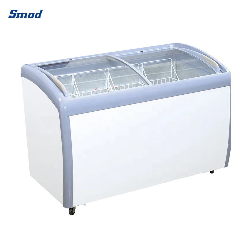 160L 110V60HZ Curved Glass Door Meat Display Fridge Chest Display Freezer