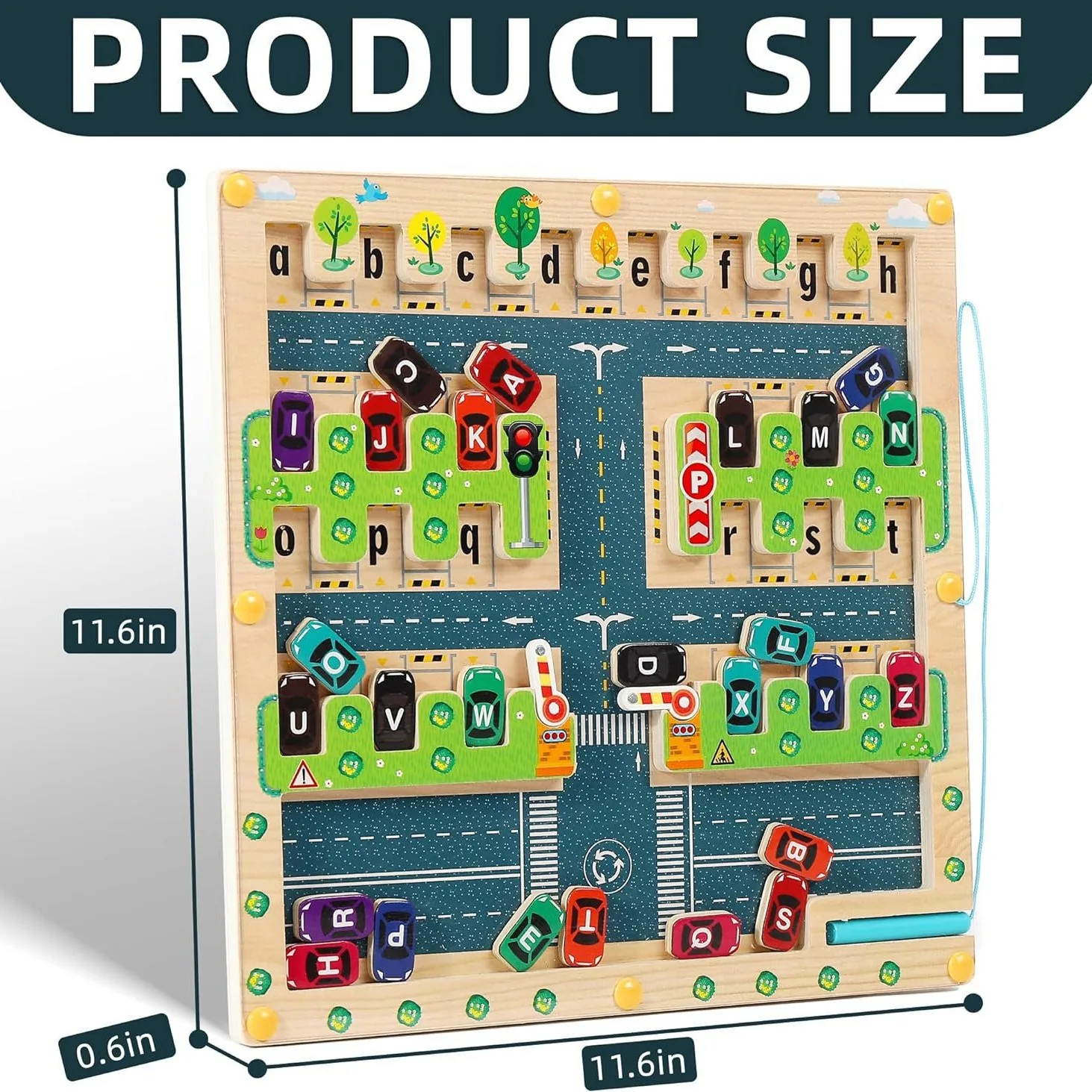 Montessori Children Wooden Magnetic Color And Number Maze Activity Board Game Educational Parking Learning Gift Toys For Kids