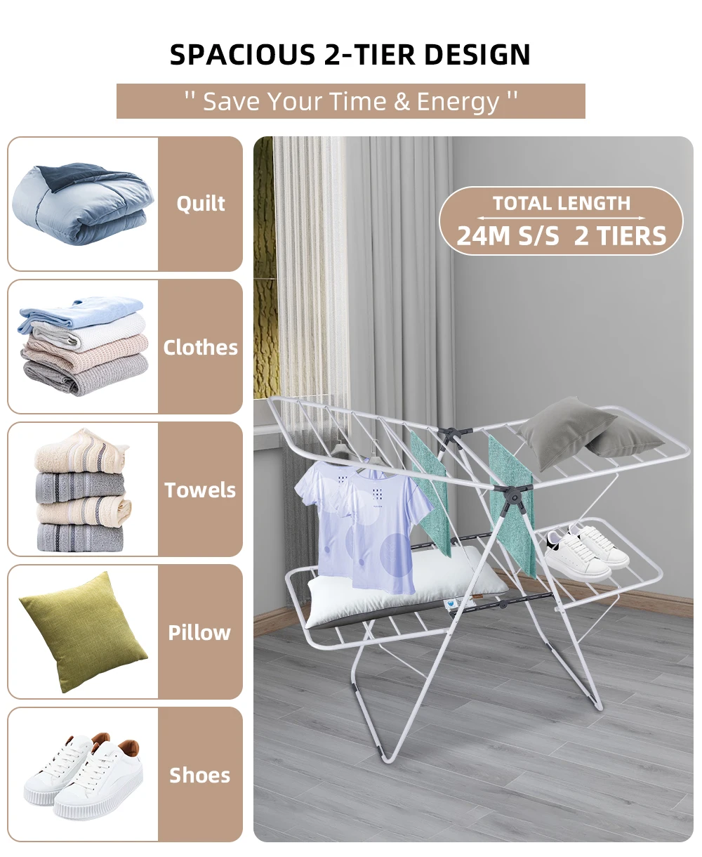 Novelty Design Clothes Airers Outdoor Standing Foldable Laundry Baby Clothes Drying Rack For Living Room